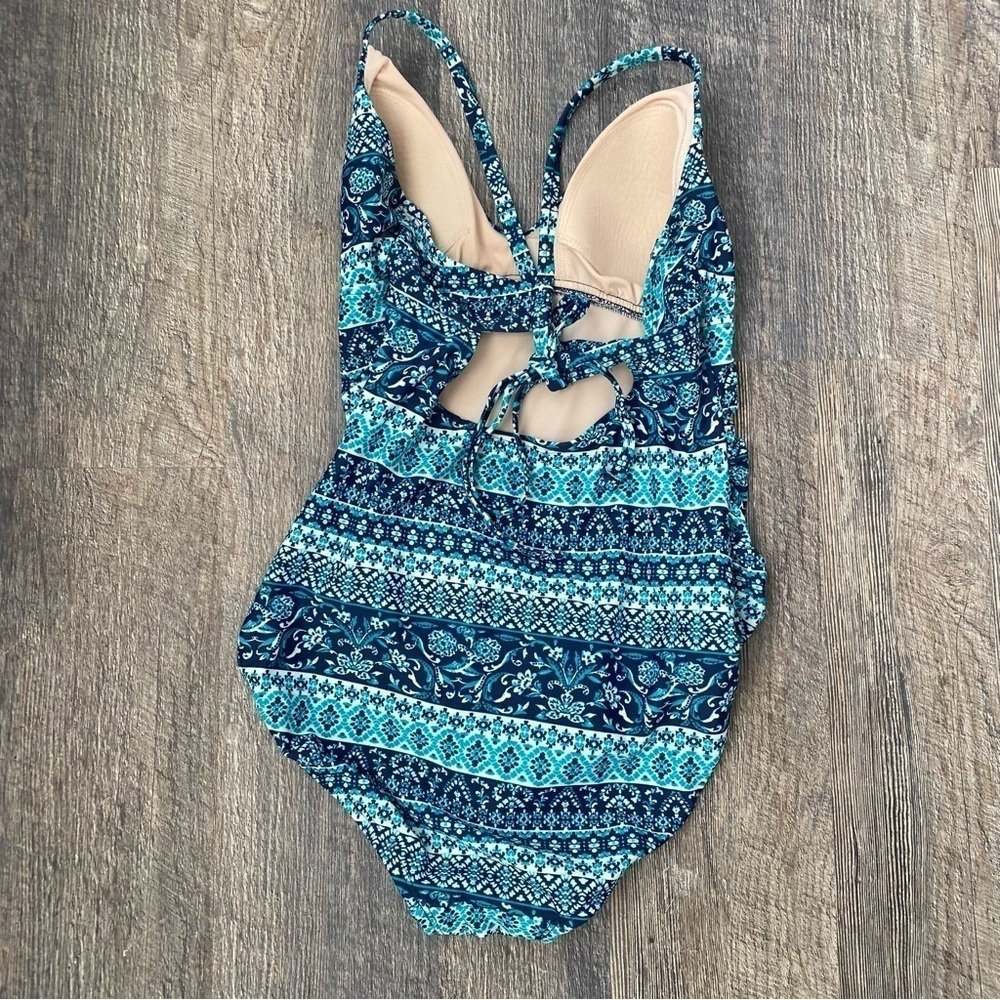 KONA SOL WOMEN'S SHIRRED ADJUSTABLE TIE ONE PIECE SWIMSUIT size M - Picture 4 of 6